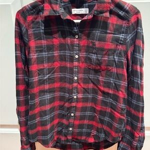 abercrombie kids Red, Black & Gray Plaid Flannel Shirt